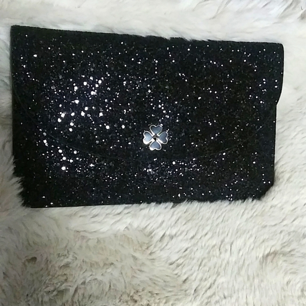SOLD. Kate Spade Glitter Clutch in Black